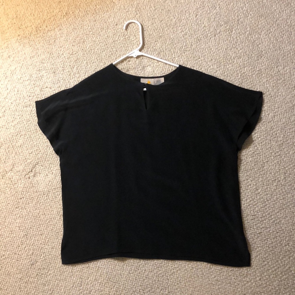 100% silk, black blouse